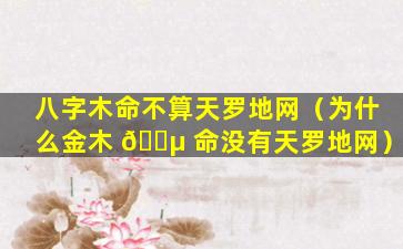 八字木命不算天罗地网（为什么金木 🐵 命没有天罗地网）